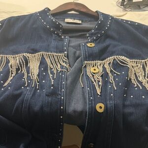 Belle by Kim Gravel Blue Jean Jacket with Silver Accents